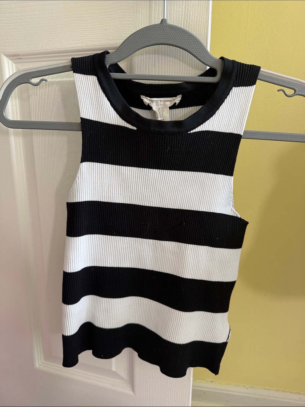 Black & White Striped Ribbed Tank Top